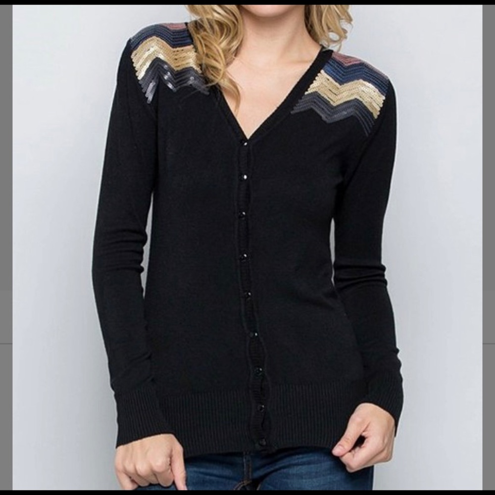 GeeGee Sequin Shoulder Cardigan